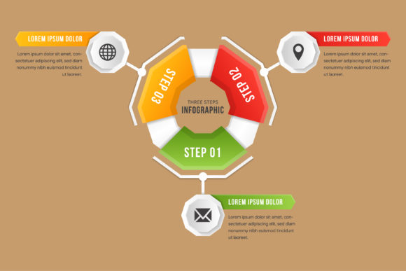 Infographic Polygonal Three Step: Choosing the Right Visual Tool for Clarity and Impact